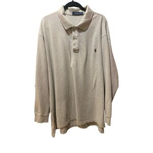 Polo Ralph Lauren Long Sleeve Men’s Polo Color Beige Size 3XB Pony Minimalist